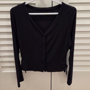 Lululemon Black V-Neck Button-Up Women's Crop Top